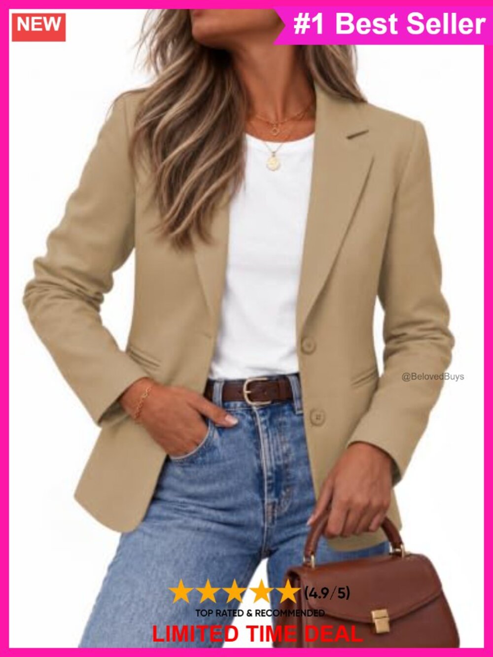 Women's Long Sleeve Open Front Blazer Notch Collar Work Office Jacket